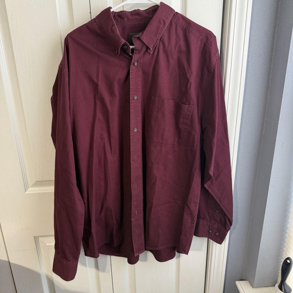 Eddie Bauer Burgundy Long Sleeve Button Up Men's Size XL Office Formal Business